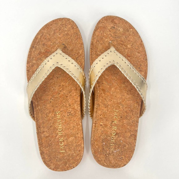 JACK ROGERS Shoes Womens 9.5 Gold Cork Thelma Comfort Flip Flop Sandal Thong - Picture 4 of 9